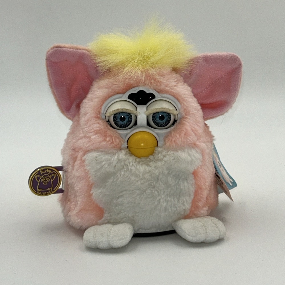 Furby Baby Peachy Pink Yellow White Tiger Electronics 1999 TESTED Working W Tags